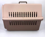 Large Airline Crate Pet Carrier With Tray And Bowl - Brown