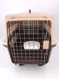 Large Airline Crate Pet Carrier With Tray And Bowl - Brown