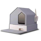 Enclosed Cat Litter Box House - Grey