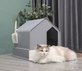 Enclosed Cat Litter Box House - Grey