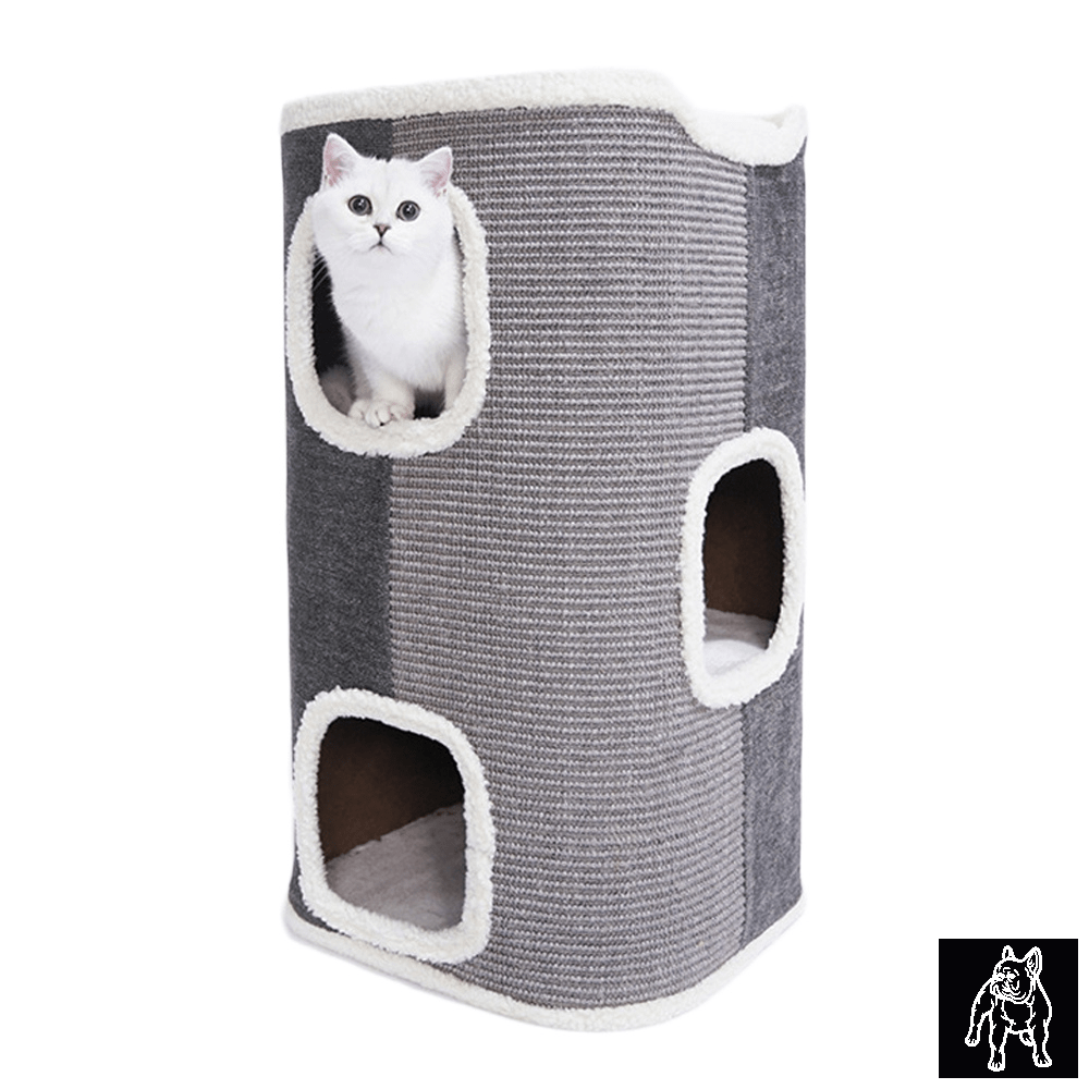 Tri-Level Square Cat Condo with Sherpa Lining