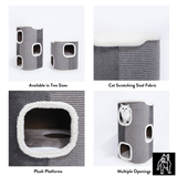 Tri-Level Square Cat Condo with Sherpa Lining