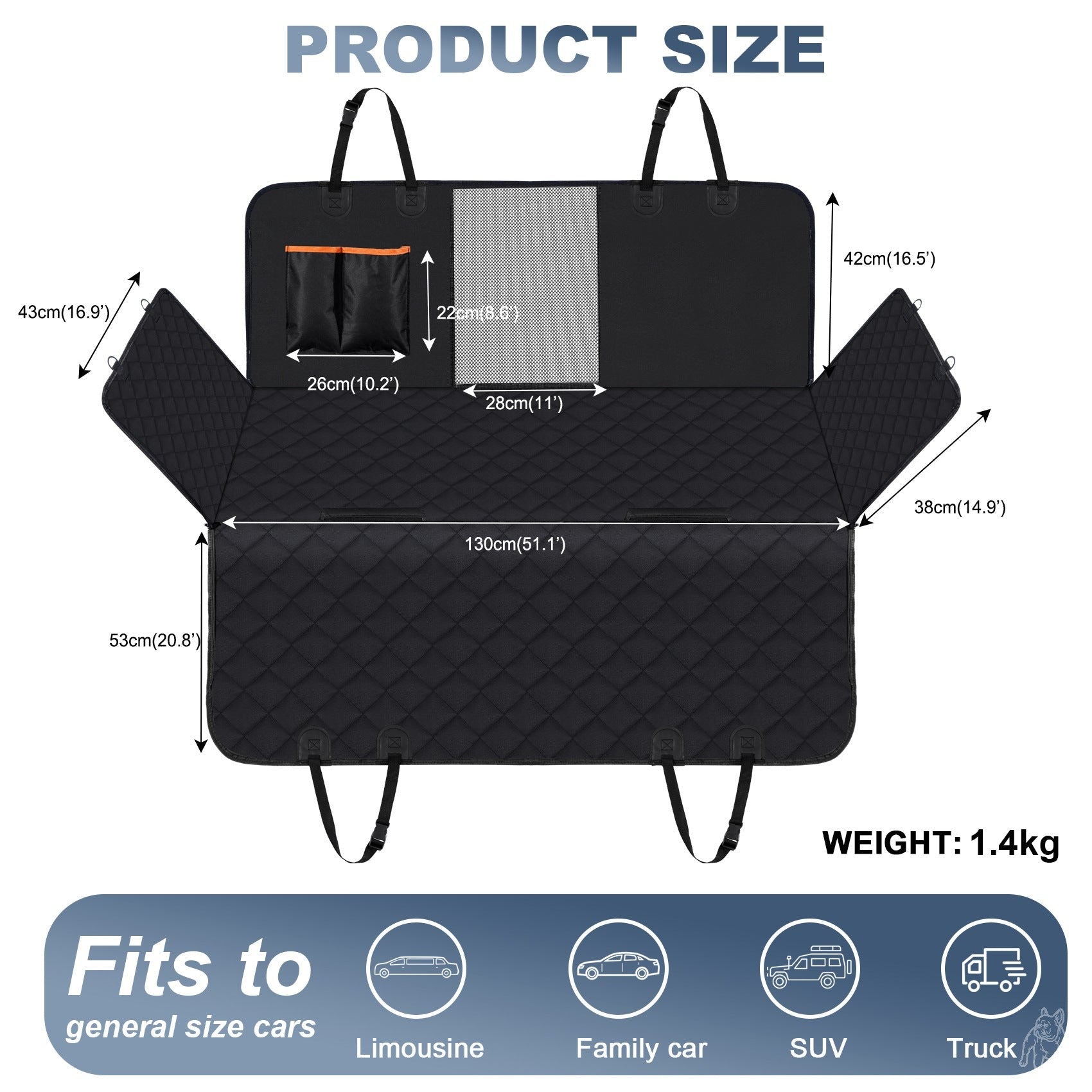 Pet Car Seat Cover with Side Flaps