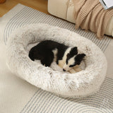 Fluffy Donut-Shaped Pet Bed - Gradient Gray