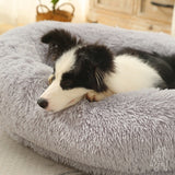 Fluffy Donut-Shaped Pet Bed - Light Gray