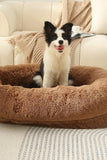 Fluffy Donut-Shaped Pet Bed - Khaki