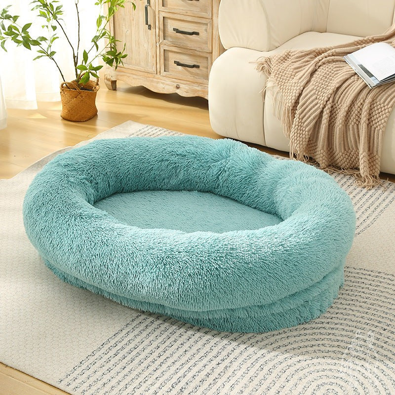 Fluffy Donut-Shaped Pet Bed Emerald Green