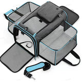 Grey Blue Foldable Portable Pet Carrier Bag