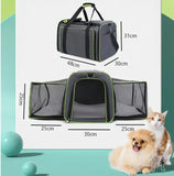 Grey Blue Foldable Portable Pet Carrier Bag