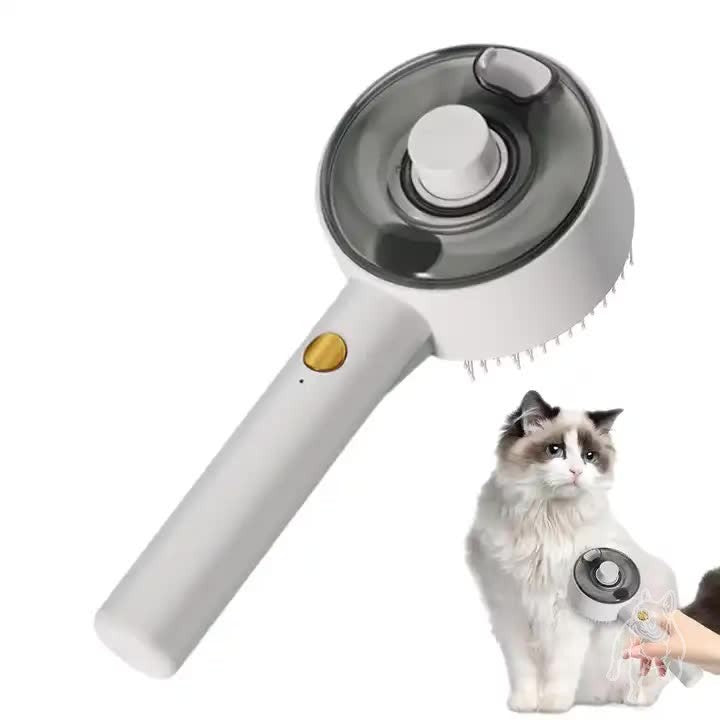 Pet Grooming Spray and Massage Brush | One-Click Hair Removal Comb for Cats & Dogs | UV Sterilization for Mites Control
