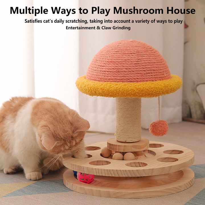 Large Pink Interactive Cat Scratching Post with Ball Track