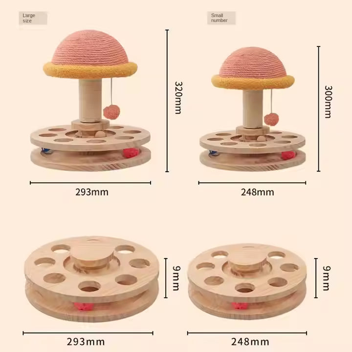 Large Pink Interactive Cat Scratching Post with Ball Track