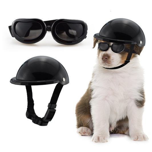 Black Pet Helmet & Goggles Set - Size Large