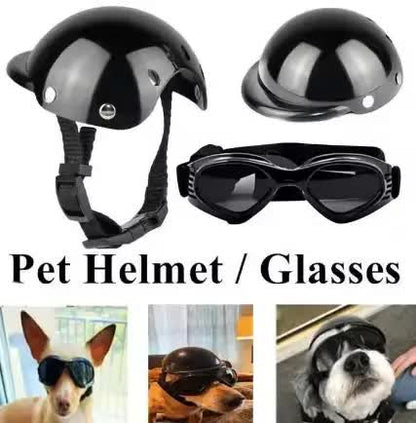 Black Pet Helmet & Goggles Set - Size Large