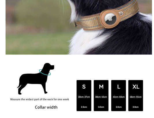 XL Black Secure Nylon Dog Collar with Built-in Apple AirTag (not included) Holder Case - Pet Tracker Accessory