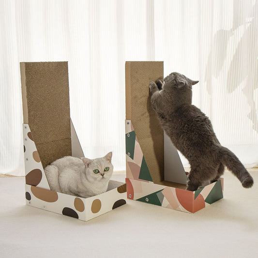 Triple Pattern Cat Scratching Post and Lounge - 350x250x600mm Corrugated Cardboard