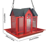 Charming House-Shaped Hanging Bird Feeder - Durable Metal Design for Wild Birds(red)