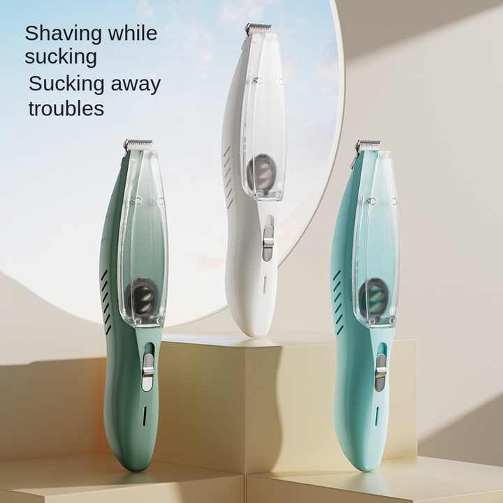 Blue Rechargeable Pet Grooming Clipper with Built-in Vacuum