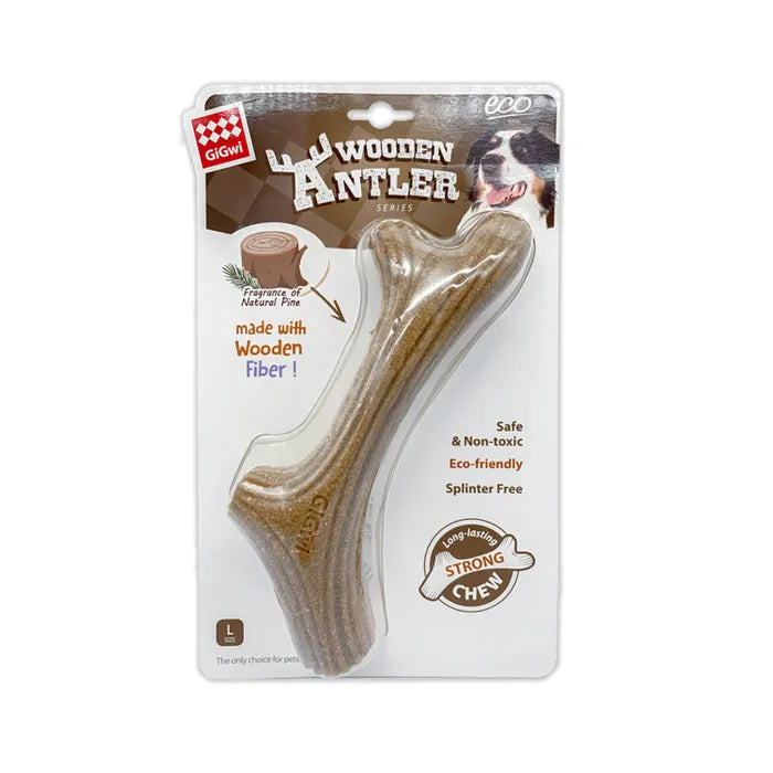 GiGwi Wooden Antler Chew Toy – Eco Pine & Food‑Grade PP