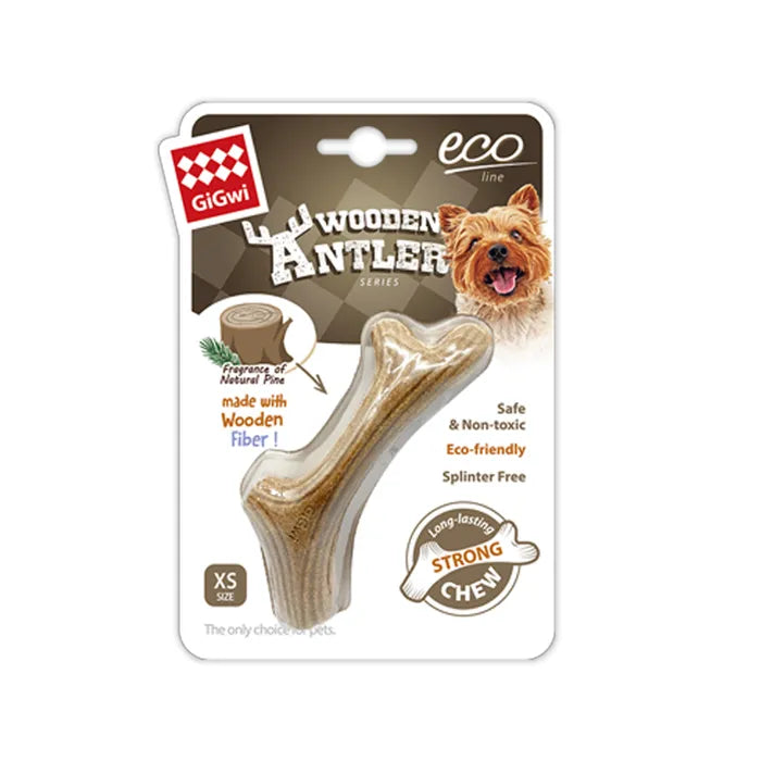 GiGwi Wooden Antler Chew Toy – Eco Pine & Food‑Grade PP